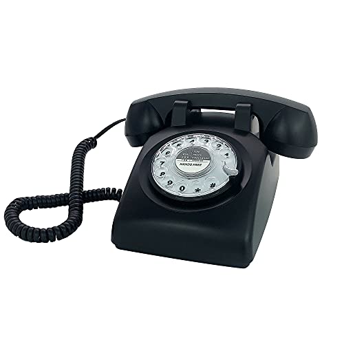 Telpal Retro Single Line Corded Desk Telephone Classic Vintage Rotary Dial Hands Free Landline Phone For Home/Office/Hotel, Antique Phones For Seniors Gift (Black) #TOP1