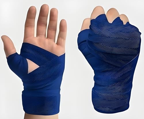 Image of Blue Gym Hand Wrap Gloves for Workout and Weight Lifting, 5 Feet Long, 2 Inches Wide, 1 Pair (Blue)