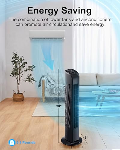Image of Uthfy 03 30 inch Oscillating Tower Fan - Black