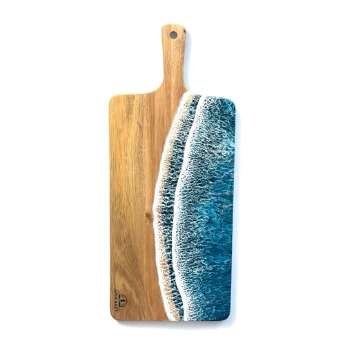 Idée cadeau planche de service unique bois et résine époxy