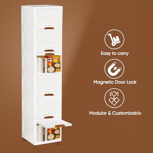 Image of TEKCOOL Plastic Wardrobe for Clothes : Versatile Plastic Cupboard for Storage Organizer & Organisers Storage Box for Ideal for Neat and Tidy Storage Solutions Almirah for Clothes (White, 6XL);