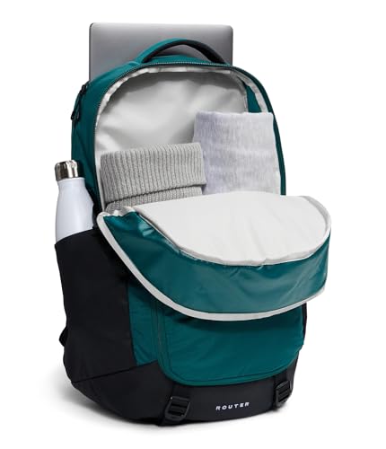 Image of The North Face Router Everyday Laptop Backpack - Daypack, Water Repellent, Laptop Sleeve, Reflective Details, Pacific Teal /TNF Black, One Size