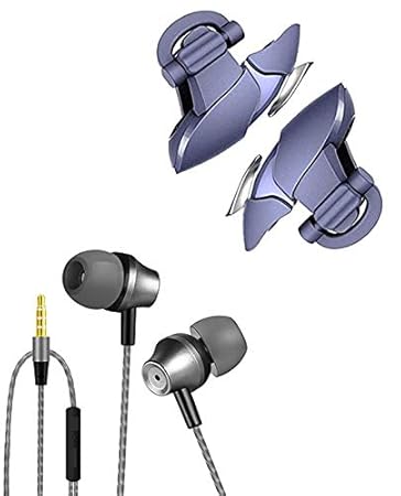 CROGIE Shark Shape Pubg Trigger Controller, Mobile Gamepad Highly Sensitive Triggers,Left and RightTilt Probe,Fast Shooting with HD deep bass H3 3.5mm Wired Earphone Built-in mic for Handfree