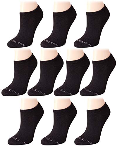 Body Glove Womens Cushioned Comfort No-Show Athletic Performance Lowcut Socks (10 Pack), Black 2, Size Shoe Size: 4-10