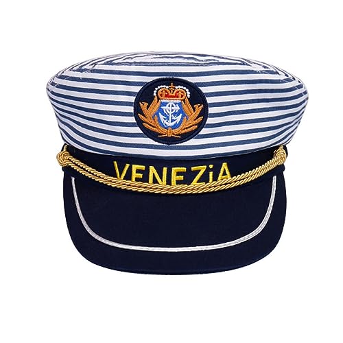 PACKOVE Adult Captain Hat Stripe Cap Sailor Captain Costume Hat Mens Pirate Boat