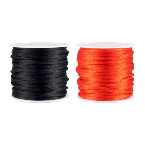 Boutigem 2 rollos de cuerda de nailon de 2 mm de satén de cola de rata, cuerda de seda para pulseras trenzadas, collares, joyería, nudo chino, macramé