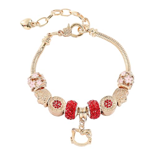 rongji jewelry Cute kawaii anime bracelet, cartoon sweet bow bracelet, birthday Christmas accessory gift for lady, daughter, granddaughter