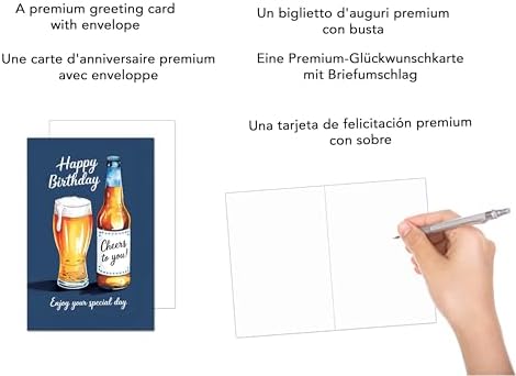 Edition Seidel Premium Birthday Card with Envelope, Greeting Card, Birthday Card, Happy Birthday, Husband, Wife, Boyfriend, Girlfriend, Beer Glass (G3791 SW025) image 5