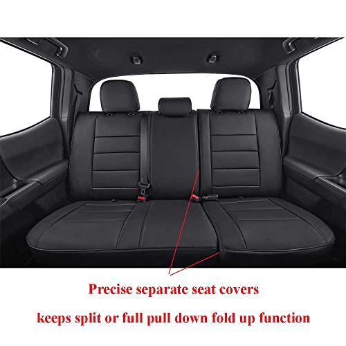 Image of EKR Tacoma Leather Car Seat Covers Custom Fit for Toyota Tacoma 2012 2013 2014 2015 (Regular Seats) - Truck Seat Covers Full Set,Faux Leather(Black)