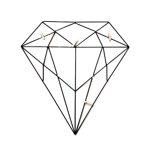 Image of Art Street Diamond Shape DIY Metal Photo grid wall for photo hanging, wall decoration and display (size- 42 x 40 cm) -Photo clips included