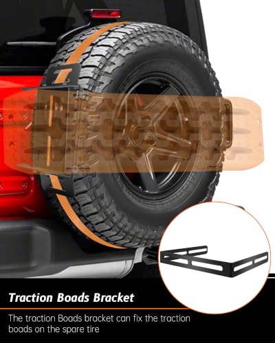 Image of 2 Pcs Universal Quick Release Spare Tire Mount, with Ratchet Strap and Vehicle Traction Boads Bracket, Steel, Fit for 30 inch-40 inch Diameter Tires | with Ratchet Strap and Vehicle Traction Boads Bracket, Steel, Fit for 30 inch-40 inch Diameter Tires