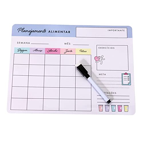 Imã Planner Magnetico lousa para Planejamento das alimentações dieta almoço regime emagrecer