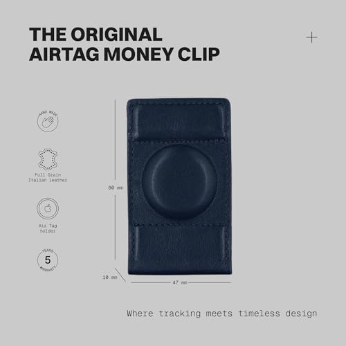 Carteras delgadas con clip de dinero AirTag anticaída en cuero real 2