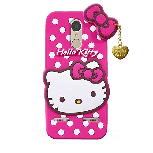 Image of Unirock Hello Kitty Back Case Cover for Lenovo K6 Power| 3D Cute Hello Kitty Case |Soft Silicone Rubber Back Cover with Pendant Kitty Cover for Lenovo K6 Power (Pink)