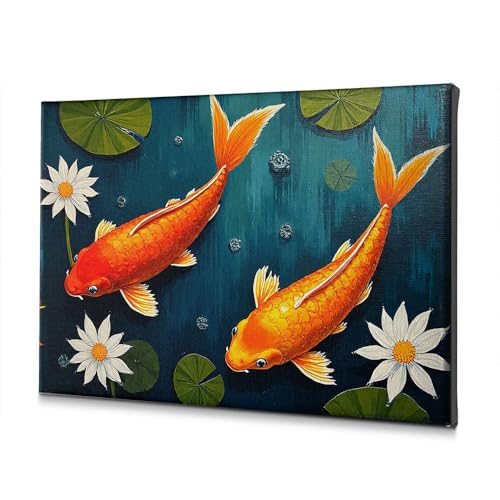 Toile poissons koï et fleurs de lys pour créer un esprit spa à la maison