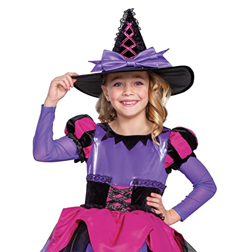 Disfraz de bruja para niñas con vestido y sombrero miniatura 3
