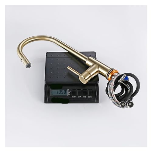 Robinet de cuisine extractible en or brossé, mitigeur rond haut de gamme