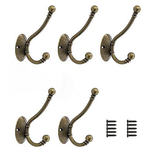 Lxoraziy 5 Stück Kleiderhaken, Vintage Bronze Wandhaken, Metall...