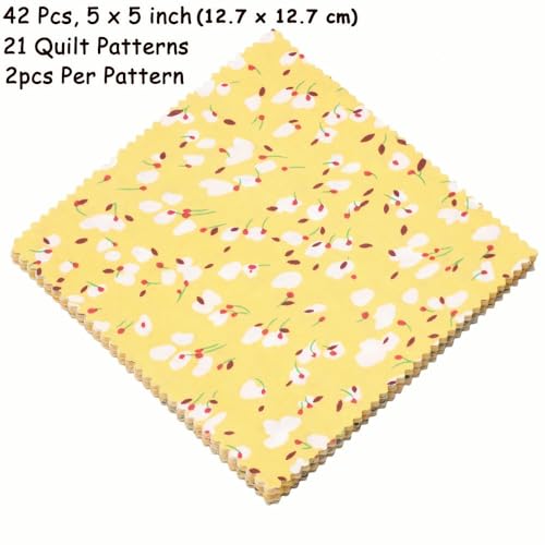 Tissu à fleurs jaunes pré-découpé évitant les erreurs de patchwork