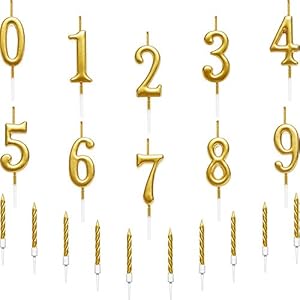 10 Stück Geburtstag Kuchen Zahl Kerzen Nummer 0-9 Funkeln Kuchen Topper und 10 Stück Spirale Kuchen Kerzen mit Halter…