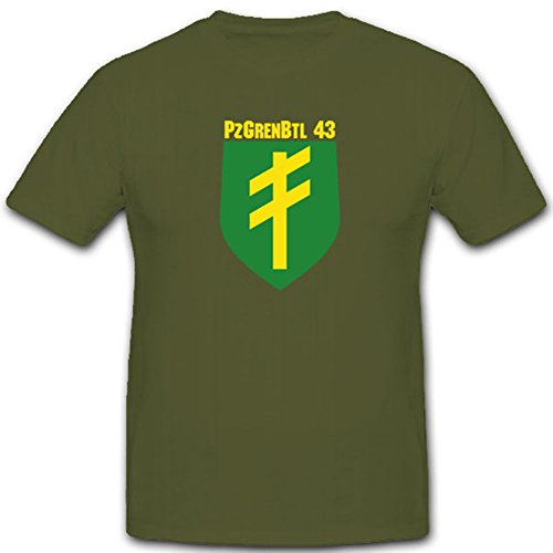 T-shirt Bundeswehr Pzgrenbtl 43 écusson Panzer Grenadier noir 5XL