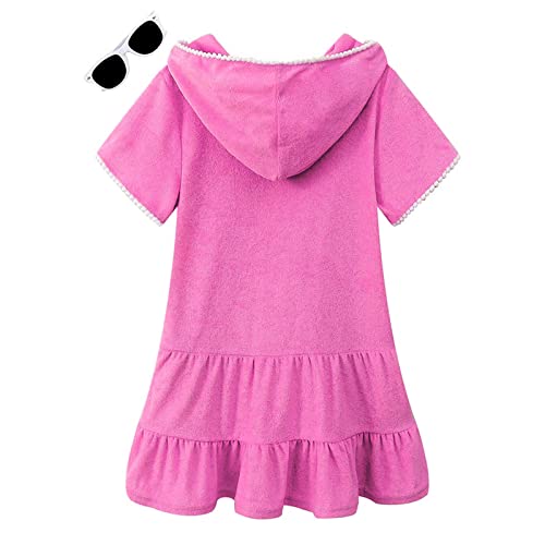 Betadog Girls Hooded Zip Terr𝐲 Coverups Swimsuit Kids Baby Girl Floral Print Short Sleeve Swim Cover-Up3