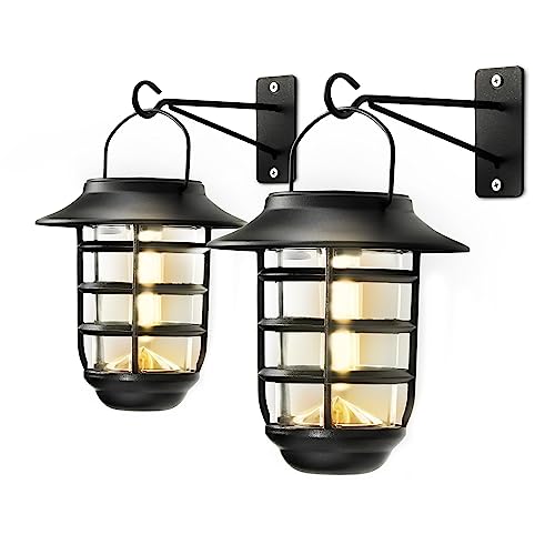 Home Zone Security 2 Packs Solar Wall Hanging Lights Outdoor 3000K Warm Up to 8 Hours Light Dawn Motion Sensor Auto, IP65 Waterproof, No Wiring Required, Aluminum and Glass Construction by Home Zone Living - Used condition - US$27.91