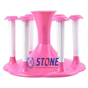 STONE Glass and Spoon Organised Holder for Kitchen 6 Glasses and Cutlery Glass Stand Made Virgin Plastic Glasses