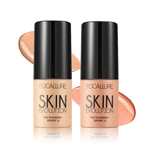 Focallure 2 Pcs Matte Foundation Cream, high Coverage Liquid, make Infallible Natural Longwear Makeup for Combination/Oily Skin, SPF 15, FA30-15033-7-8
