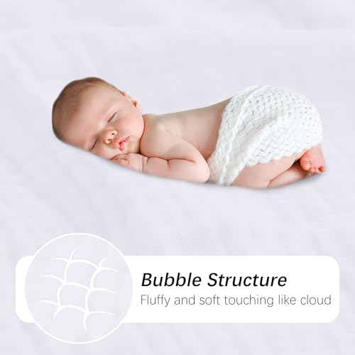 Image of SWEET DOLPHIN Muslin Baby Bath Towels Blanket - 2 Pack 100% Cotton Towel for Babies, Infants, Toddlers - 40x40Inch - Highly Absorbent, White
