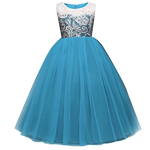 Robe trapèze fille bleue idéale pour les fêtes de famille d'été