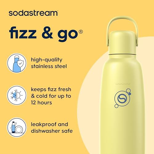 Image of sodastream Fizz & Go Cool - All Metal Bottle (Lemon Zest) Carbonating Bottle Capacity, 0.9L