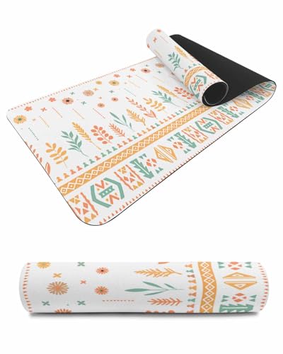 Debedcor Heat Proof Table Pads Waterproof Decorative, Boho Floral Grass Non-Slip Table Countertop Protector, Abstract Native Ethnic Insulation Mat for Kitchen Room, 40 x 12 Inches