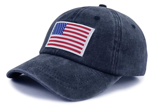 Image of American Flag Hat for Men Women, Funny Adjustable Cotton Baseball Cap