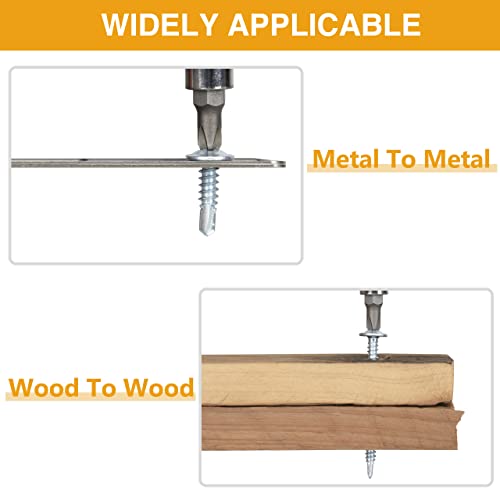 Kurui Self Tapping Screws For Metal Assortment Kit, 350Pcs #8 Galvanized Phillips Sheet Metal Screws, Carbon Steel Truss Head Self Drilling Screws For Metal In 5 Sizes (1/2, 3/4, 1-1/4, 1In, 2In) #TOP4