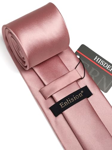 Image of Enlision Mens Ties Solid Color Satin Necktie Ties for men Handkerchief Cufflinks Pocket Squares for Wedding