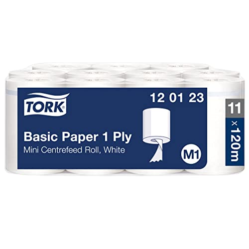 Bobine d'Essuyage Tork M1 blanche à dévidage central 120m compacte et monocouche