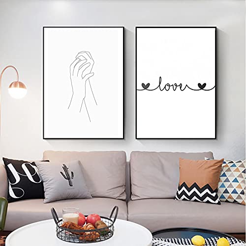 Cuadro de amor minimalista en lienzo blanco y negro x2 regalo original para parejas y aniversarios