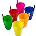 JoyServe Kids Cups - (Set of 6) - 10oz Toddler Cups with Straws for Kids - Stackable BPA-Free Plastic Sip-A-Cup Drink Tumblers for Water, Juice, Milk - Dishwasher Safe, Everyday Use, Neon Colors