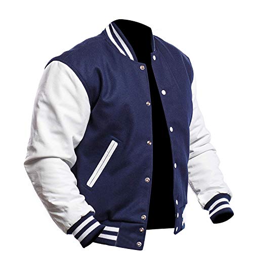 Image of Mens Letterman Black Varsity Jacket - Black School Teen College Bomber Jacket