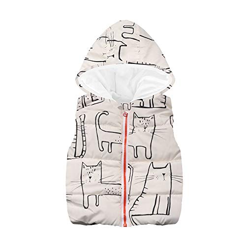 Baby Toddler Boy Girl Waistcoat Fall Winter Warm Jacket Coat 2-6 Years Old,Kid Cartoon Cat Hooded Sleeveless Vest (18-24 Months, White)