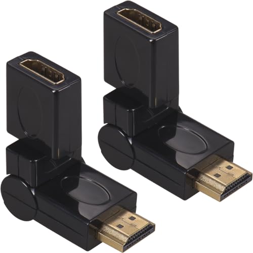 Warmstor 2-Pack Right Angle HDMI 2.0 Male to Female Connector HDMI Swivel Adapter 90 180 270 360 Degree Angle Adjustable Rotatable Gold-Plated Support 3D & 4K