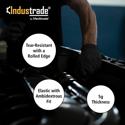 Industrade by Meditrade NITRIL StellarGrip Black Nitrile Industrial Gloves, Diamond Texture for Enhanced Grip - Image 3