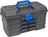 Flambeau Outdoors 660NGAK Next Gen 6/0 Large Fishing Tackle Box - 6 Pivot Trays, 32 Compartments, Includes 25-piece Tackle Kit, Fishing Tackle and Gear Storage, Fishing Lure Organizer, Dark Gray
