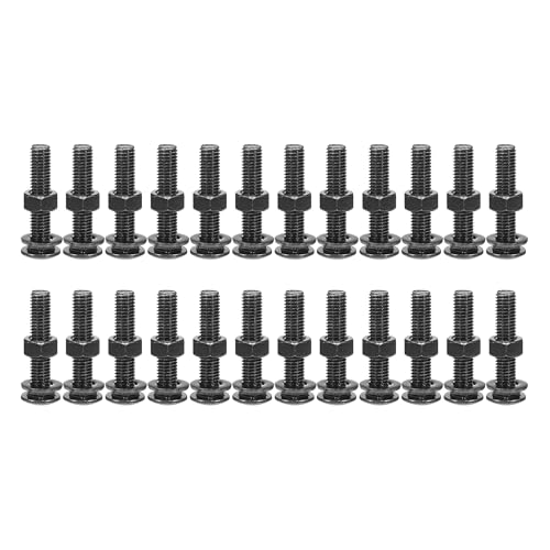 QUARKZMAN M10x50mm Vierkant Hals Schlossschrauben mit Muttern & Unterlegscheiben, 25Set 304 Edelstahl Rundkopf Vierkant Hals Coach Bolzenschrauben, Schwarz