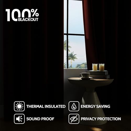 Image of COSVIYA 100% Blackout Burnt Orange Linen Curtains & Drapes 72 Inch Length | Light Blocking Full Room Darkening Grommet Insulated Thermal Window Panels for Bedroom /Living Room,52x72 inches,2 Panels