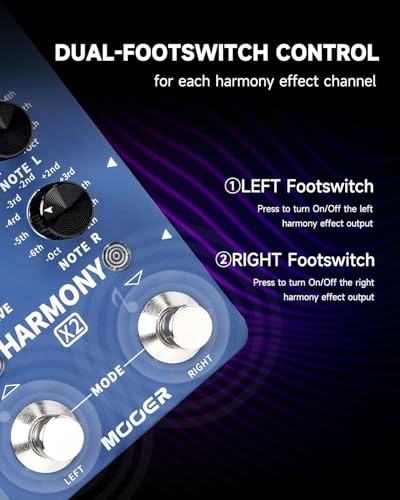 Image of MOOER Harmonizer Guitar Effects Pedal up to 12 Pitches Each Pitch has 11 Harmony Modes Professional Stereo for Electric Guitar and Bass (X2)