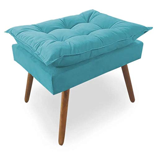Combo Poltrona Decorativa Opala Deluxe com Puff Suede Turquesa