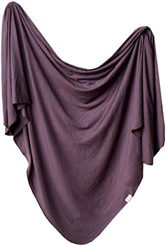 Large Premium Knit Baby Swaddle Receiving Blanket Plum by Copper Pearl