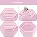 DesignSter Velvet Ring Box Hexagon - Premium Gorgeous Vintage Double Ring Display Holder with Detachable Lid for Proposal, Engagement, Wedding, Ceremony (Pink)
